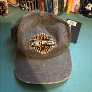 Harley Davidson Distressed Grey Denim Hat
